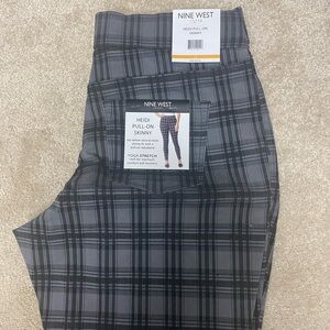 Nine West Gray Plaid Skinny Pants
